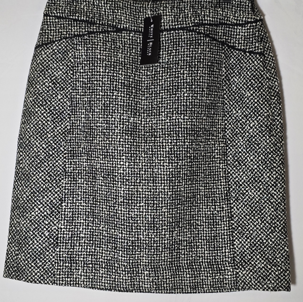 White House Black Market Monochrome Tweed Pencil Skirt